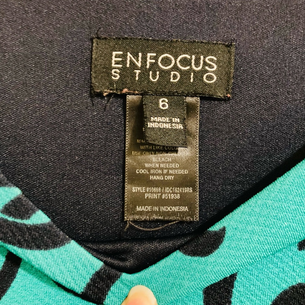 Turquoise & navy cotton dress.